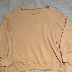 American Eagle Outfitters Women's Beige Waffle Knit Crewneck
